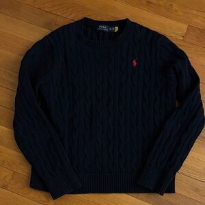 Polo by Ralph Lauren Men's Dark Blue Cable Knit Sweater